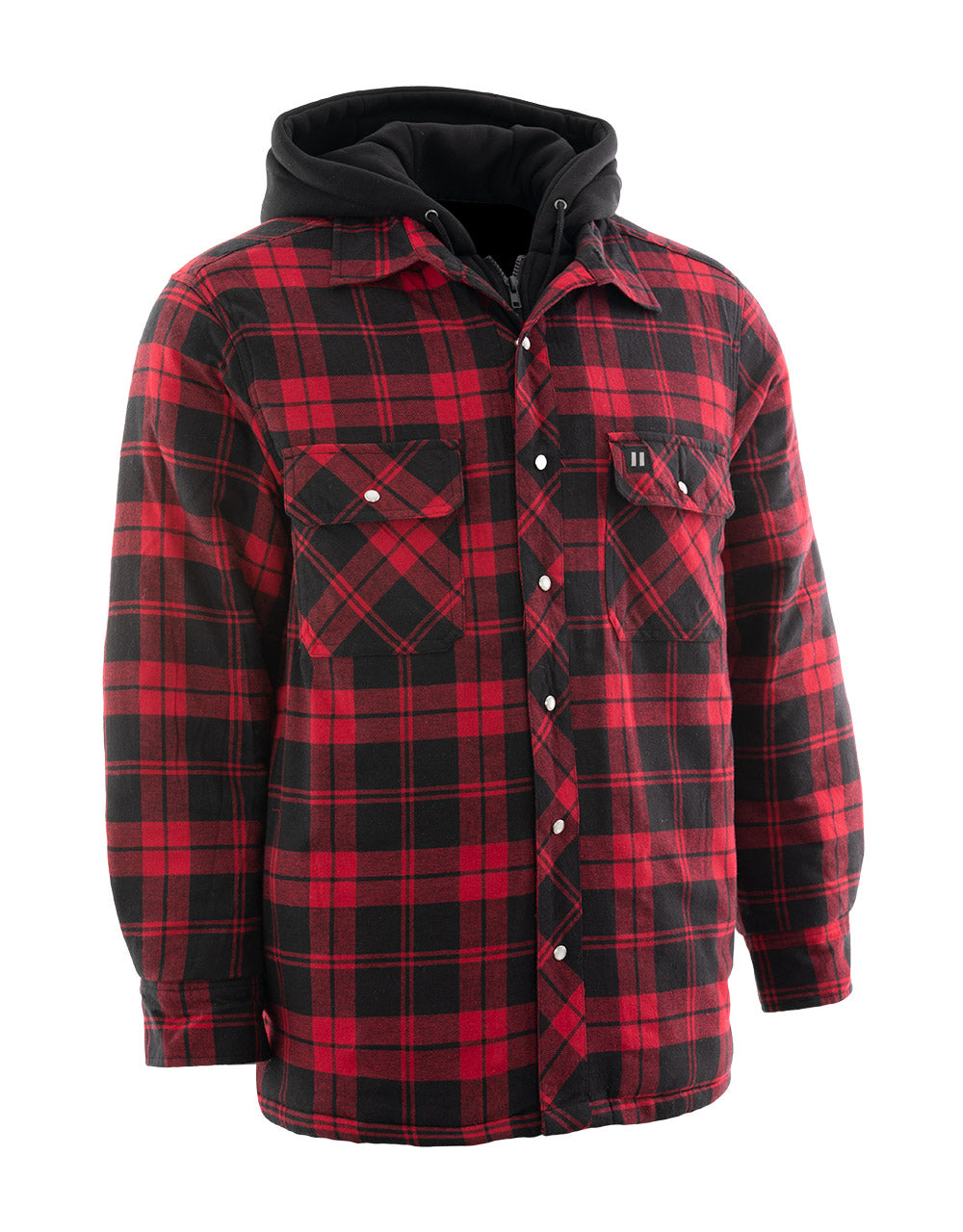Forcefield Red Hooded Plaid Quilt-Lined Flannel Shirt Jacket – Hi