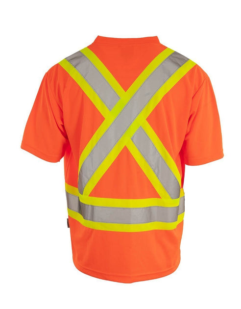 Custom Printed Hi Vis V Neck Short Sleeve Safety Tee Shirt