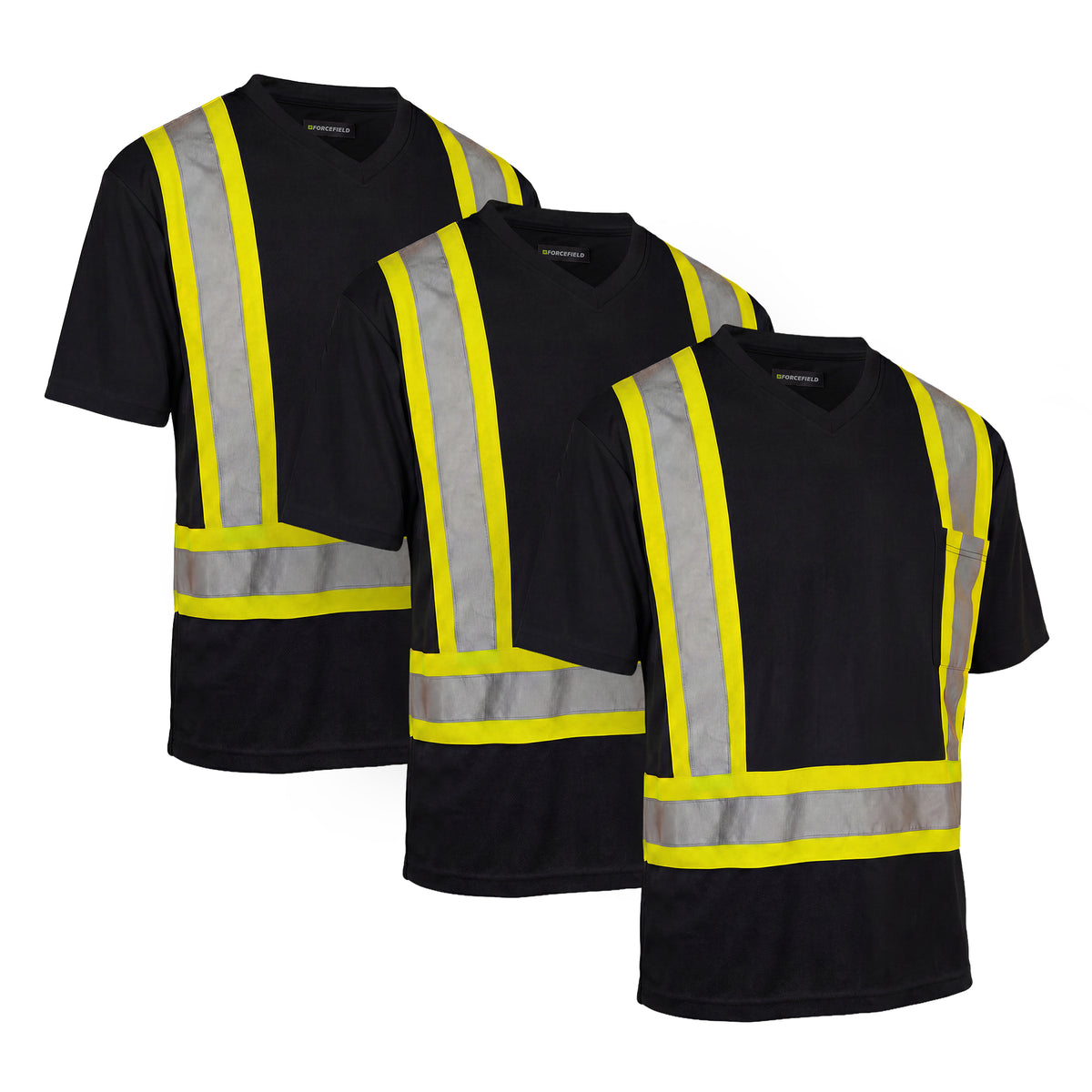 Forcefield Hi Vis V-Neck Short Sleeve Safety Tee Shirt (Multi-Pack)