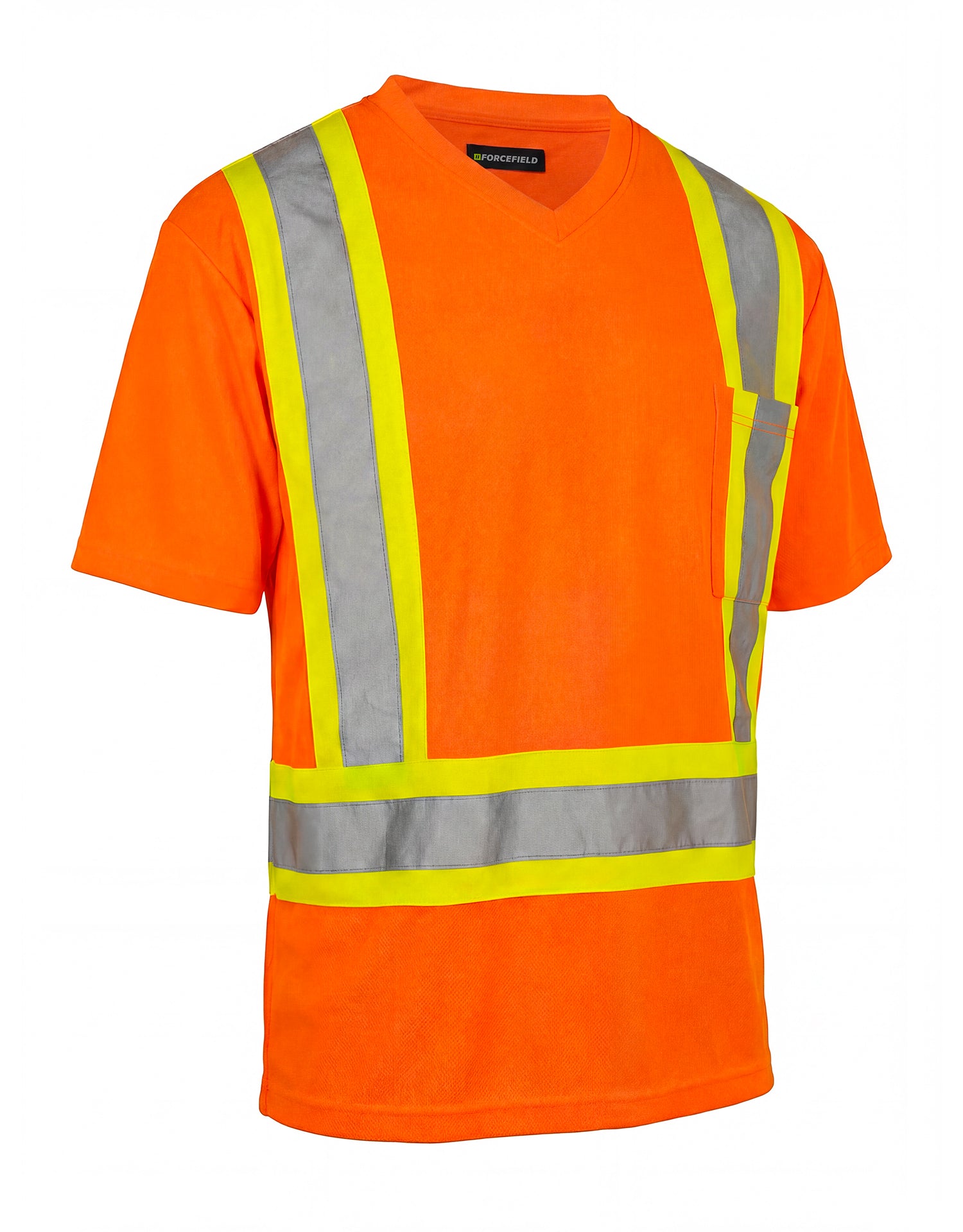 Forcefield Hi Vis V-Neck Short Sleeve Safety Tee Shirt