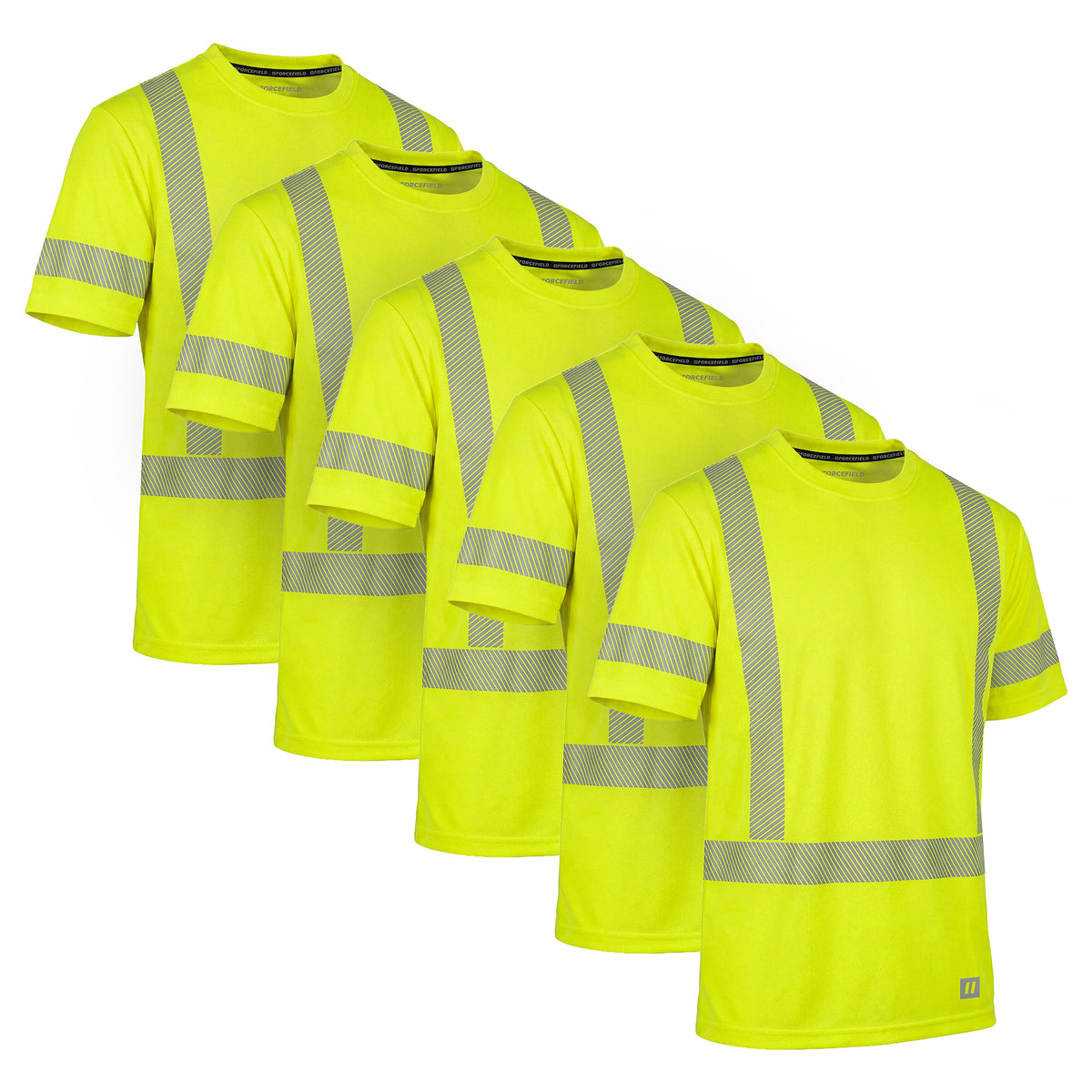 Forcefield Hi Vis Coolknit™ Lime Crewneck Short Sleeve Segmented Cooling T-Shirt (Multi-Pack)