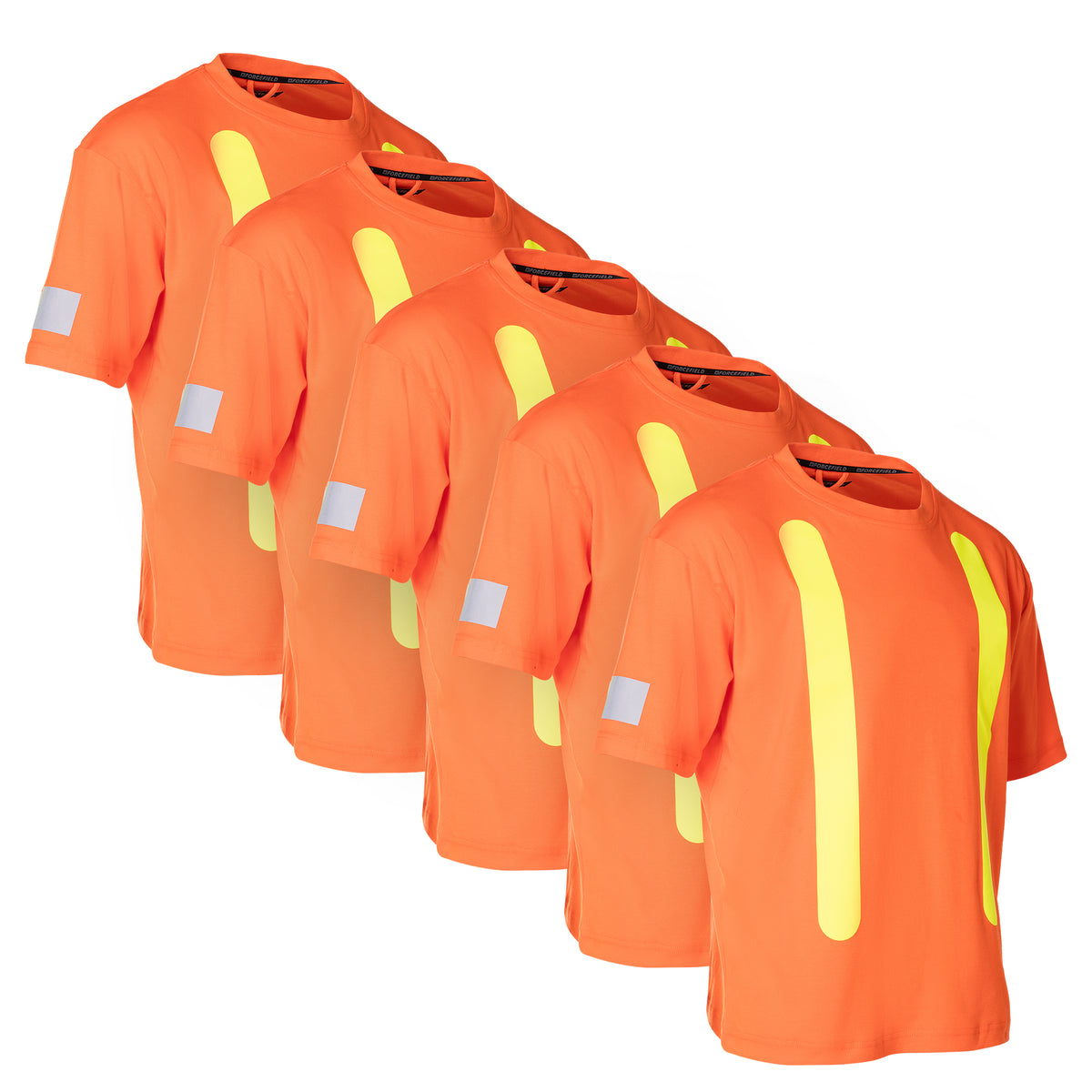 Forcefield Retro Safety Cotton Short Sleeve Tee With Reflective Arm Striping (Multi-Pack)