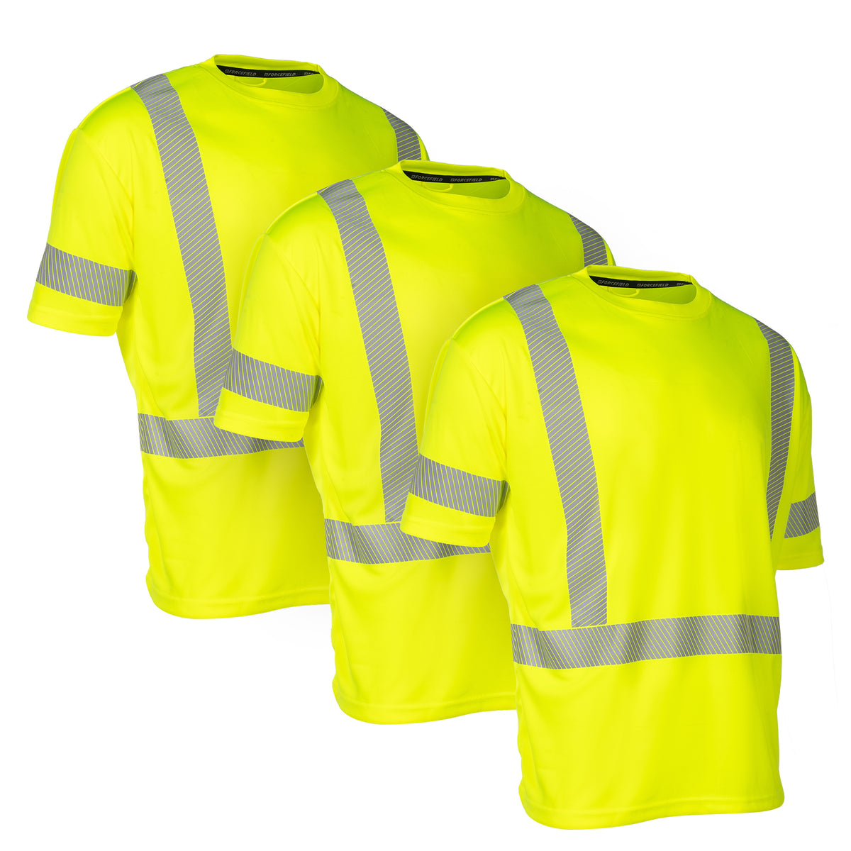 Forcefield Hi Vis Lime Crew Neck Short Sleeve Ultrasoft Technical Tee (Multi-Pack)