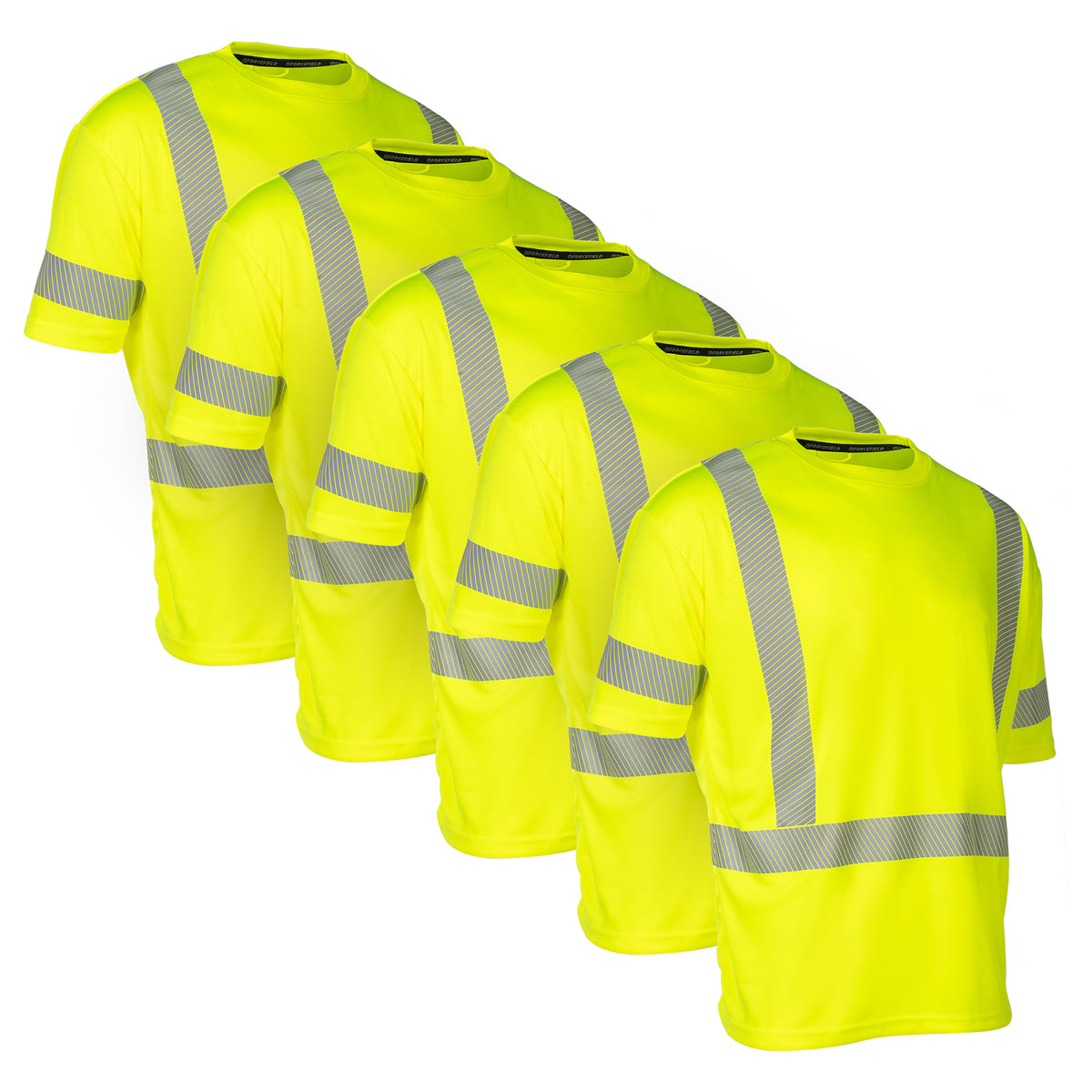 Forcefield Hi Vis Lime Crew Neck Short Sleeve Ultrasoft Technical Tee (Multi-Pack)