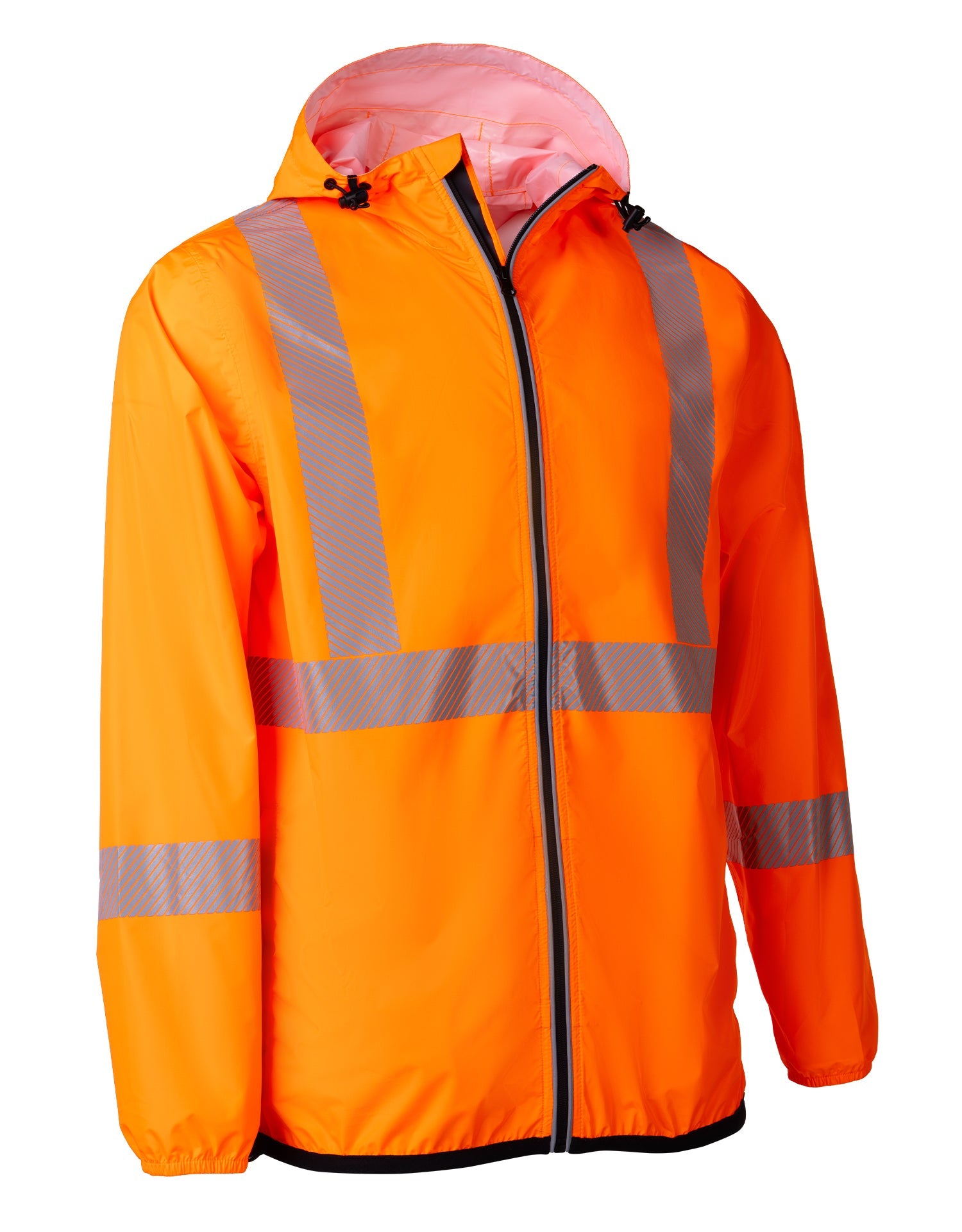 "The Rainbreaker" Hi Vis Lightweight Packable Hooded Rain Jacket Shell