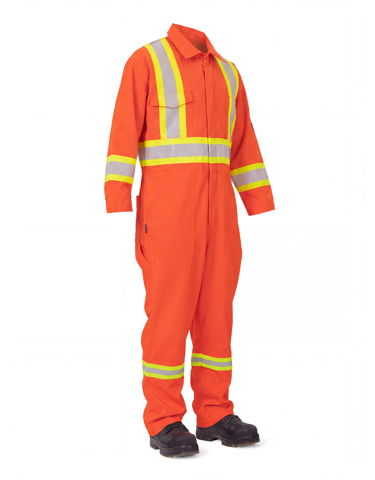 Combinaison orange100 % coton traité RF avec bande réfléchissante