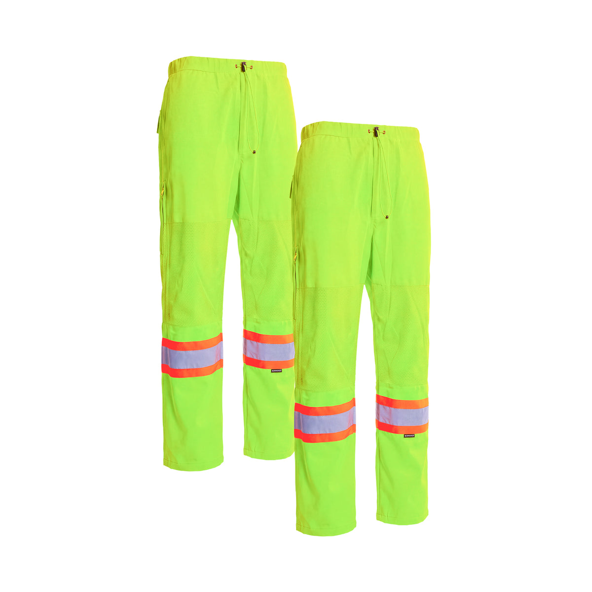 Forcefield Hi Vis Lime Safety Tricot Traffic Pants with Vented Legs and Elastic Waist (Multi-Pack)