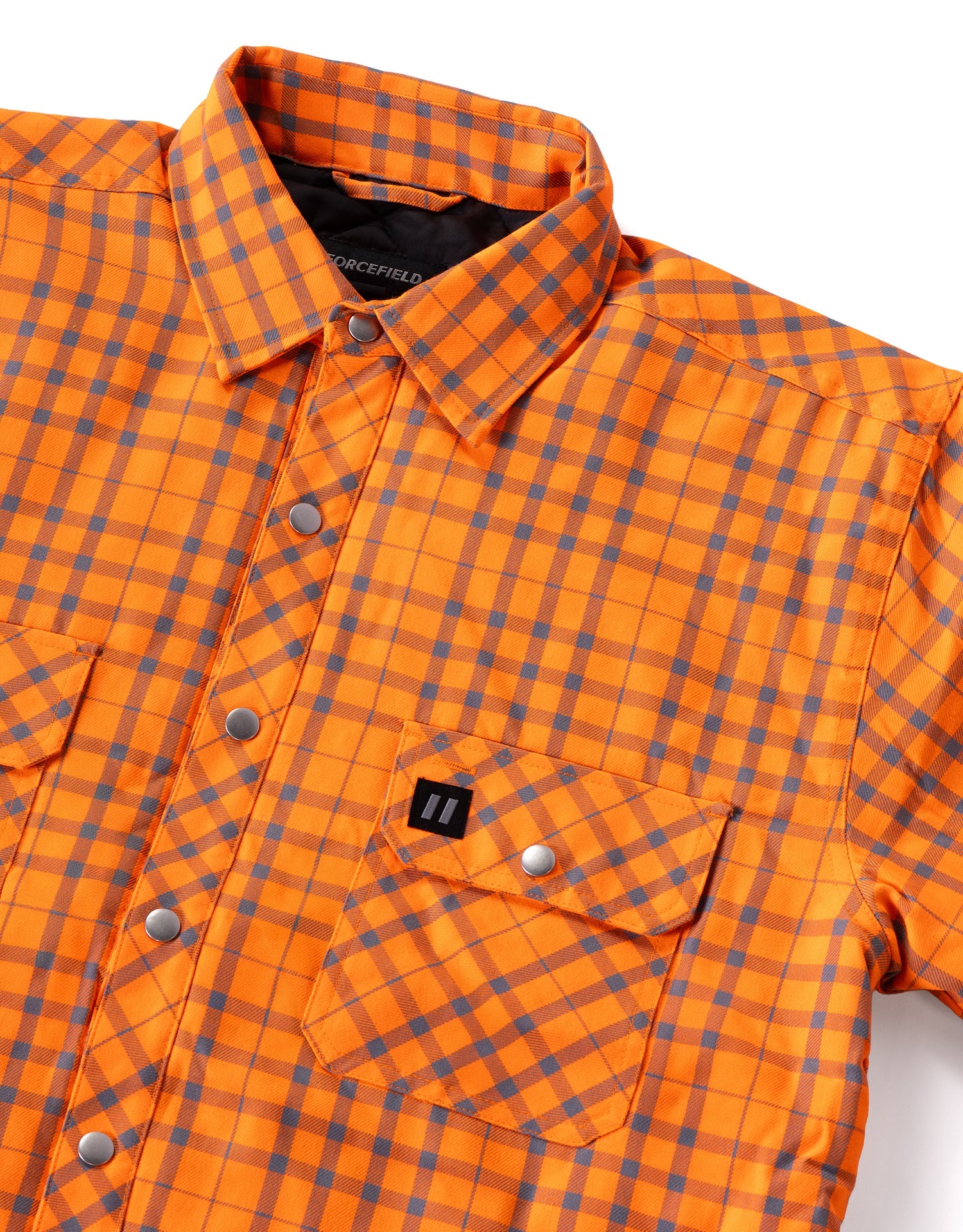 Hi Vis Orange/Sliver Micro Plaid Quilted Flannel Shirt Jacket