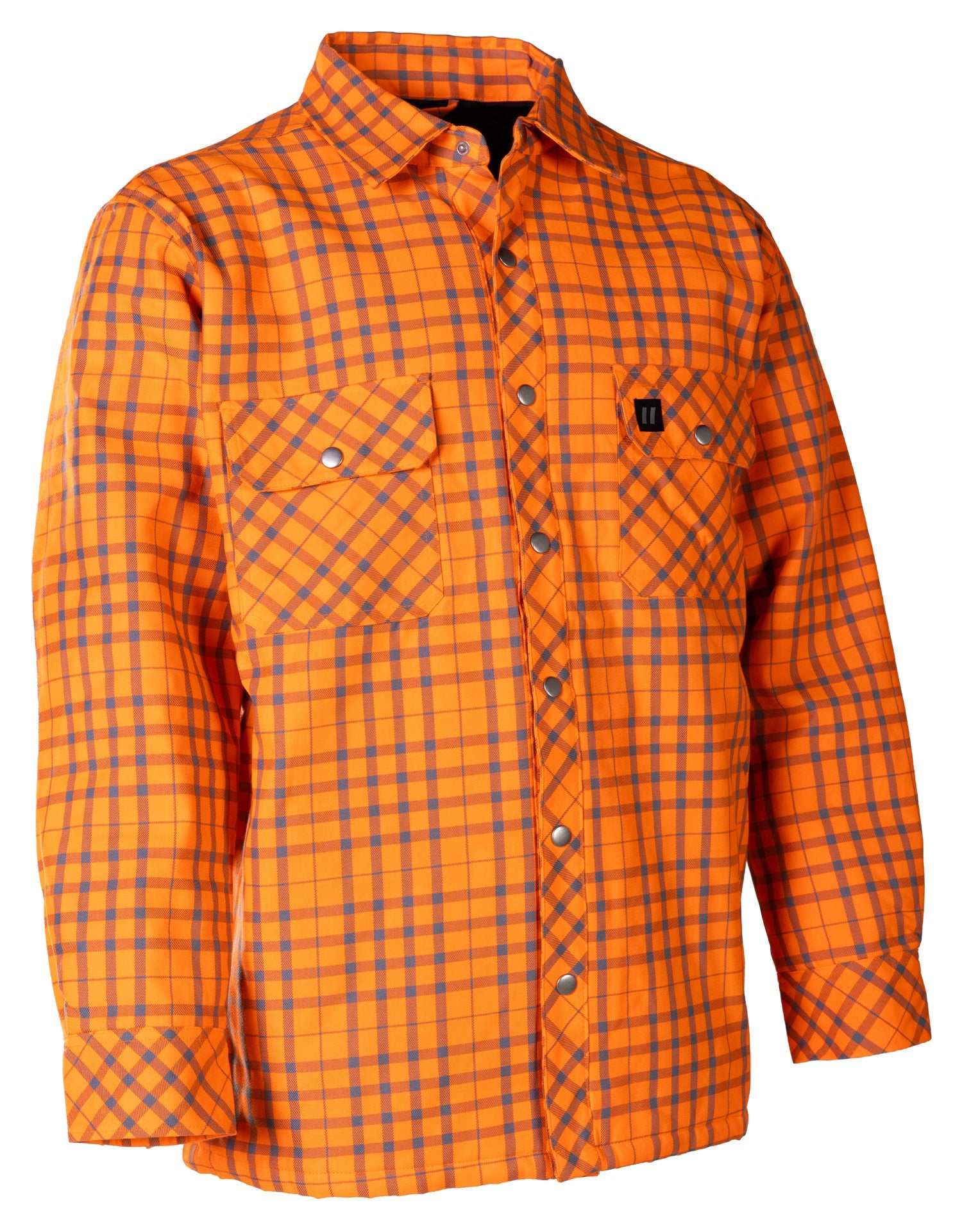 Hi Vis Orange/Sliver Micro Plaid Quilted Flannel Shirt Jacket