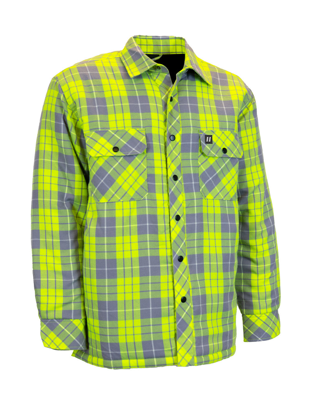 Forcefield Hi Vis Plaid Unlined Flannel Shirt Jacket with Reflective Striping