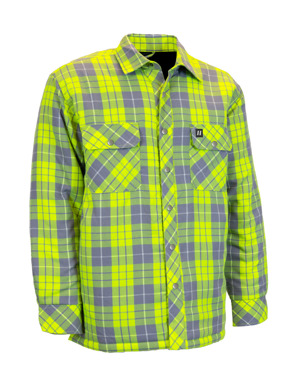 Hi Vis Plaid Quilt-Lined Flannel Shirt Jacket