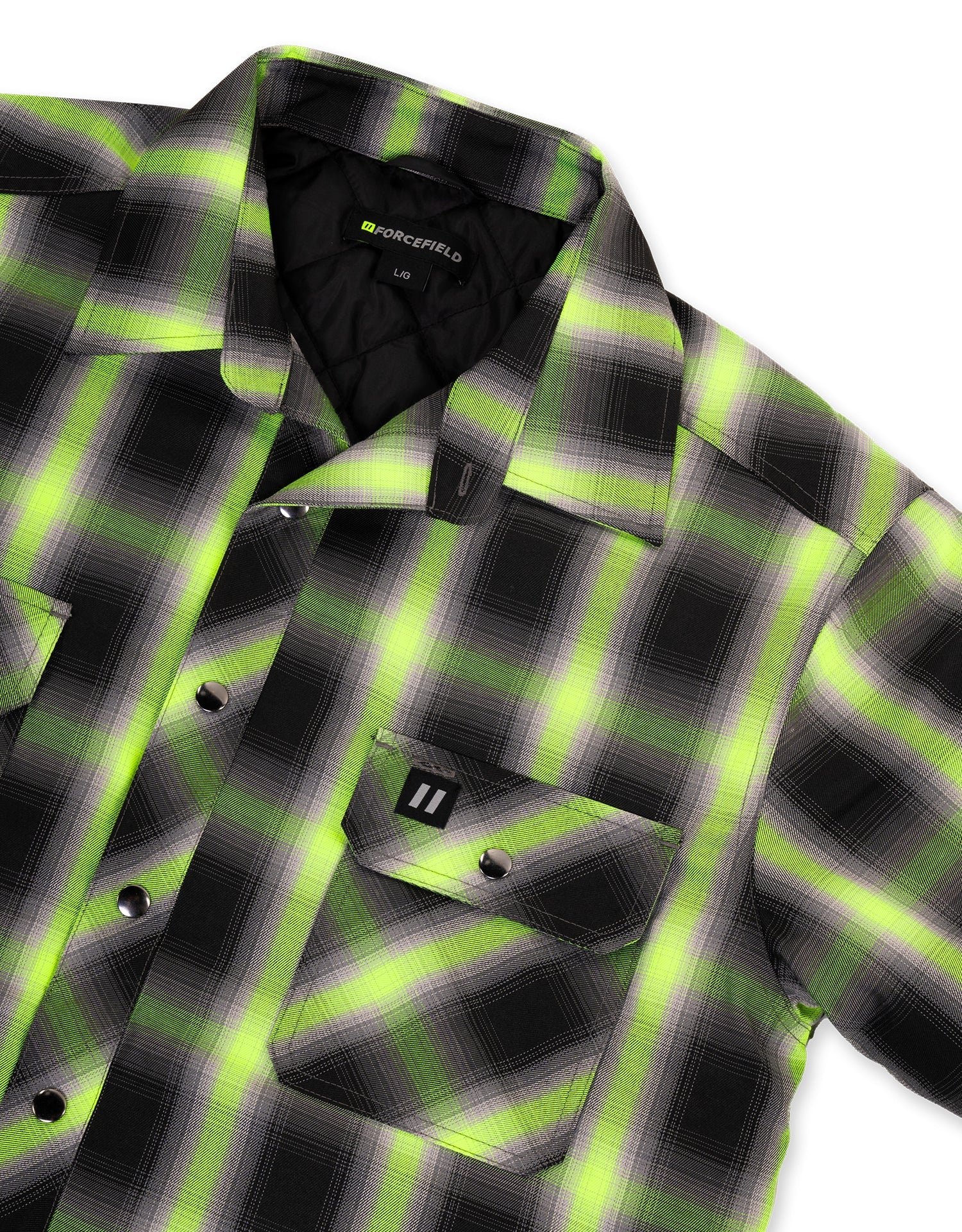 Lime Ombre Plaid Quilt-lined Shirt Jacket