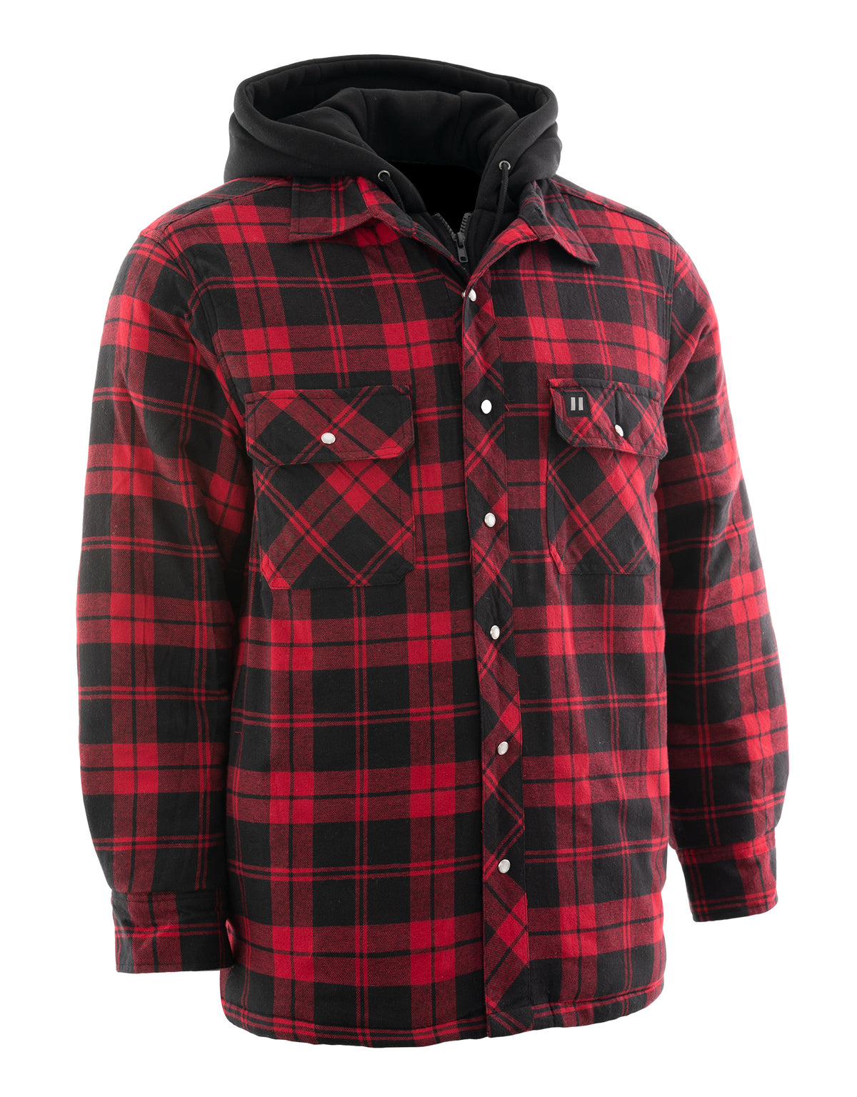 Veste-chemise à carreaux rouge en flanelle matelassée