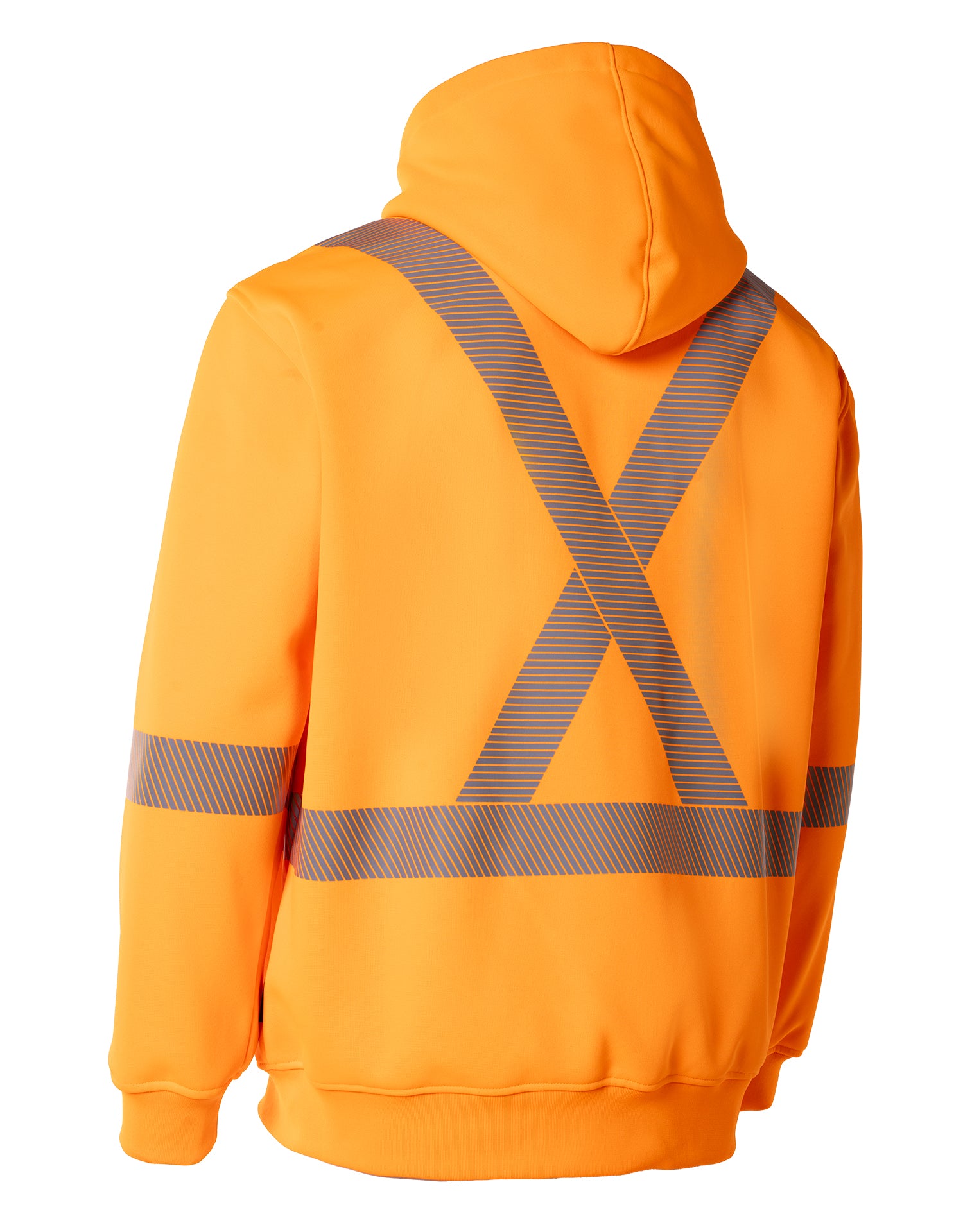 Hi Vis Safety Hoodie with Segmented Reflective Tape and Detachable Hood Orange 4XL