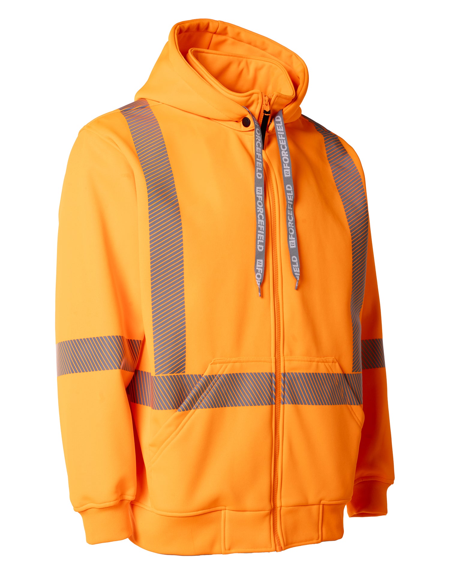 Hi Vis Safety Hoodie with Segmented Reflective Tape and Detachable Hood