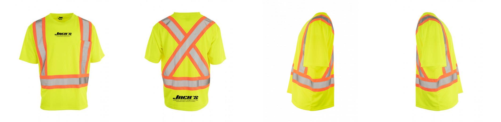 Custom Printed Hi Vis Crew Neck Short Sleeve Safety Tee Shirt with Chest Pocket