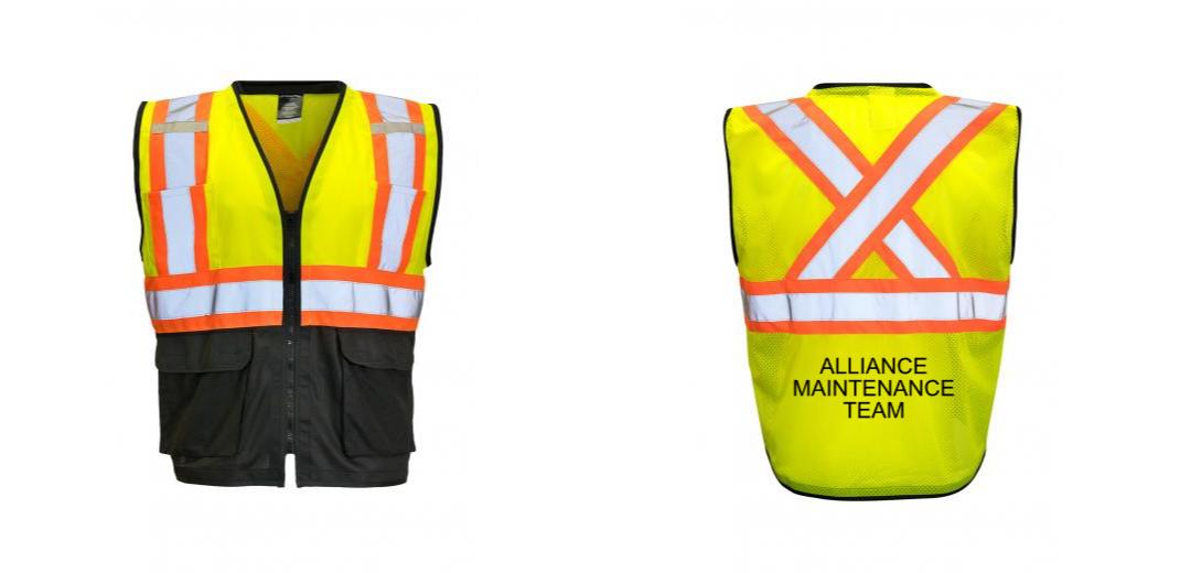 Custom Printed Hi Vis Traffic Safety Vest with Zipper Front, Tricot Polyester