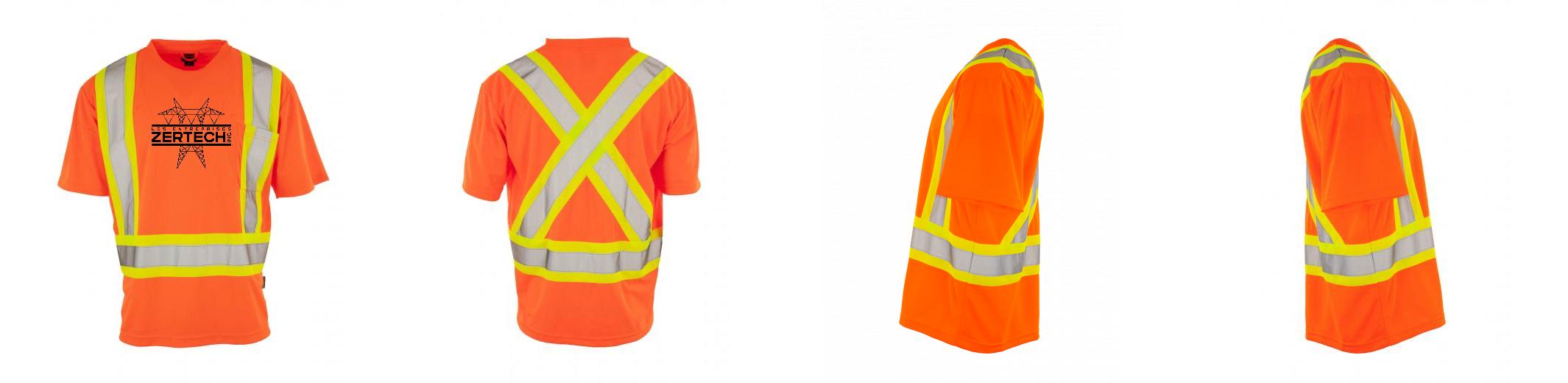 Custom Printed Hi Vis Crew Neck Short Sleeve Safety Tee Shirt with Chest Pocket