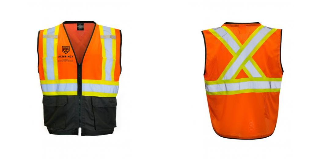 Custom Printed Hi Vis Traffic Safety Vest with Zipper Front, Tricot Polyester