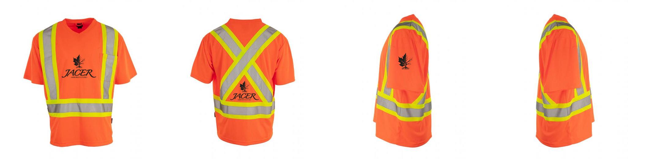 Custom Printed Hi Vis V-Neck Short Sleeve Safety Tee Shirt