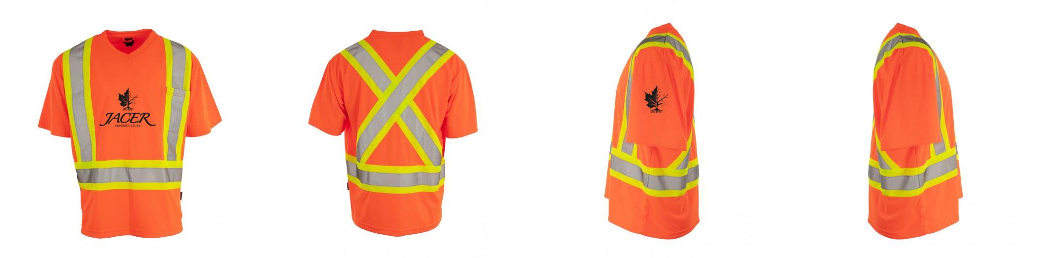 Custom Printed Hi Vis V-Neck Short Sleeve Safety Tee Shirt