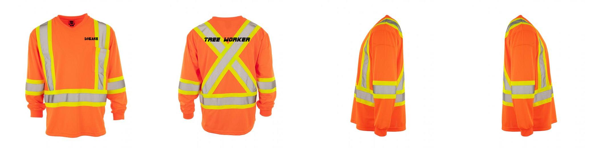 Custom Printed Hi Vis V-Neck Long Sleeve Safety Tee