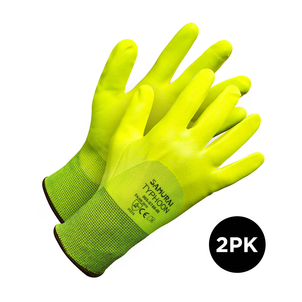 "Samurai Typhoon" 3/4  Nitrile Dipped Hi Vis Work Glove - 2 Pack