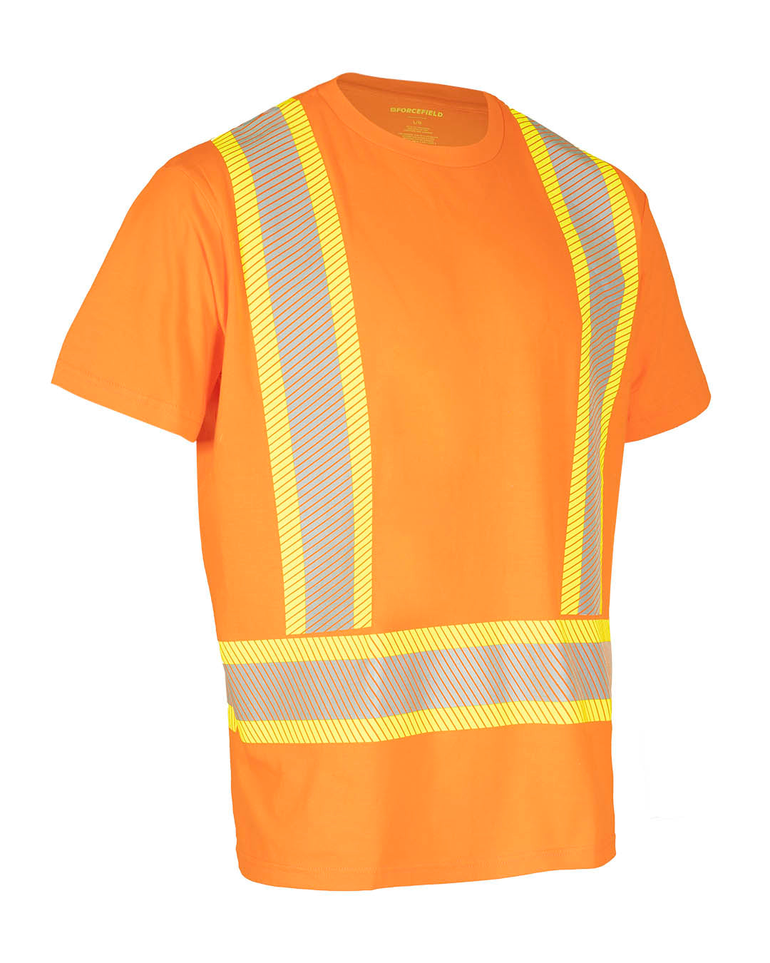 Athletic Fit Hi Vis Crew Neck Short Sleeve Safety Tee Shirt with Segme