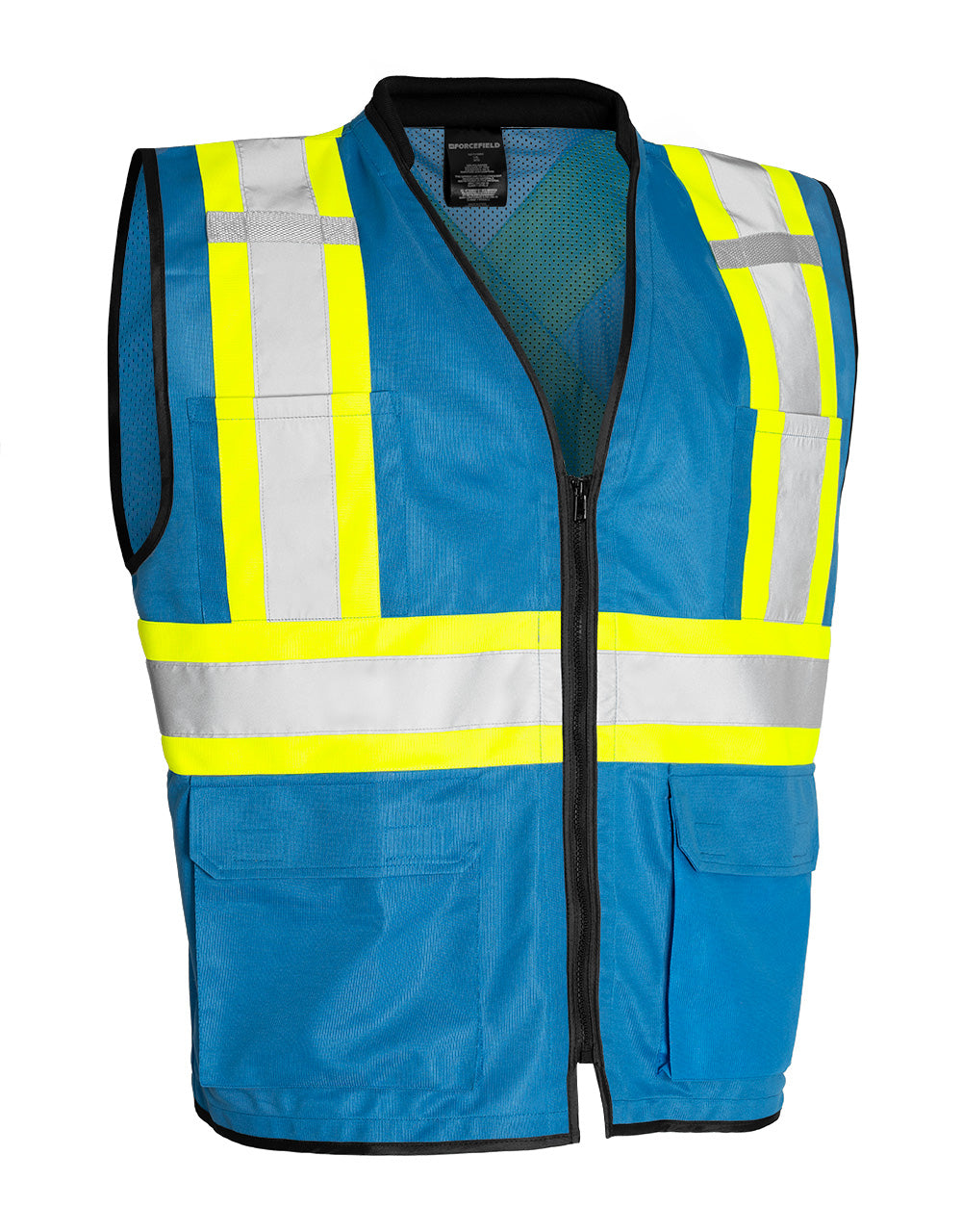 Hi Vis Traffic Safety Vest with Zipper Front Tricot Polyester Lime 4X 5X