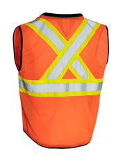 Hi Vis Traffic Safety Vest with Zipper Front, Tricot Polyester