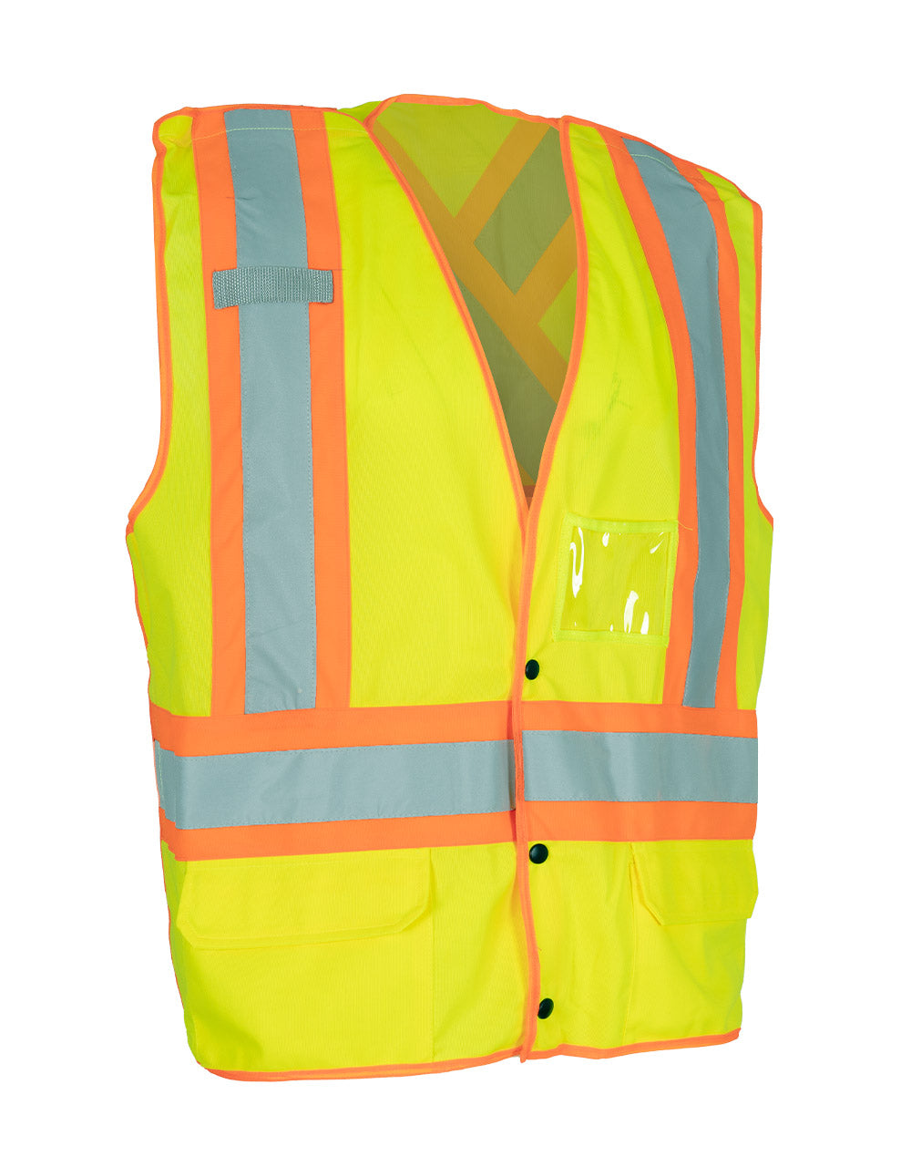 5-Point Tear-Away Hi Vis Traffic Safety Vest, Tricot Polyester