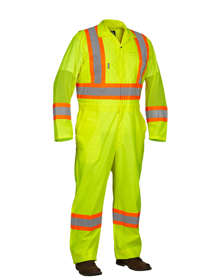 Hi Vis Safety Flagger's Coverall, Unlined