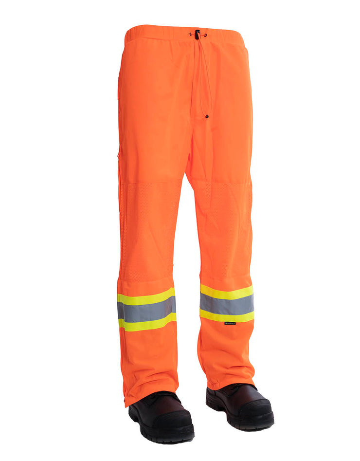 Pantalons de sécurité pour circulation à haute visibilité en tricot avec jambes ventilées et taille élastique