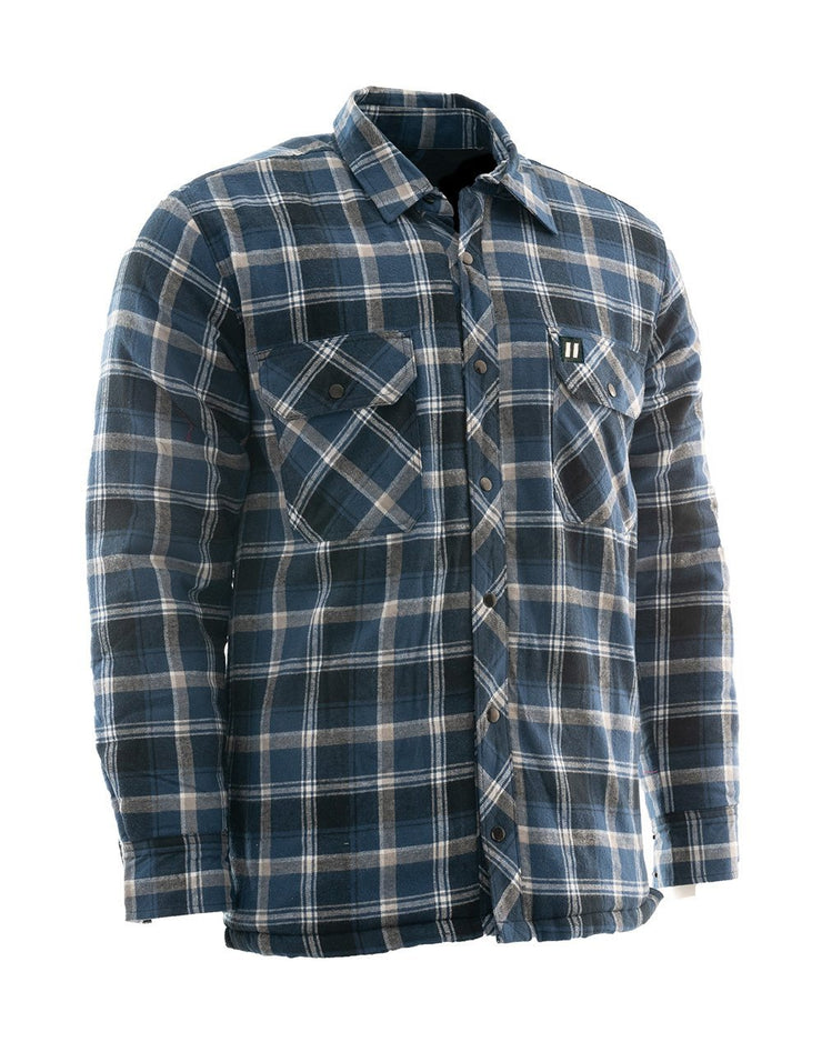 Blue Plaid Quilt-Lined Flannel Shirt Jacket