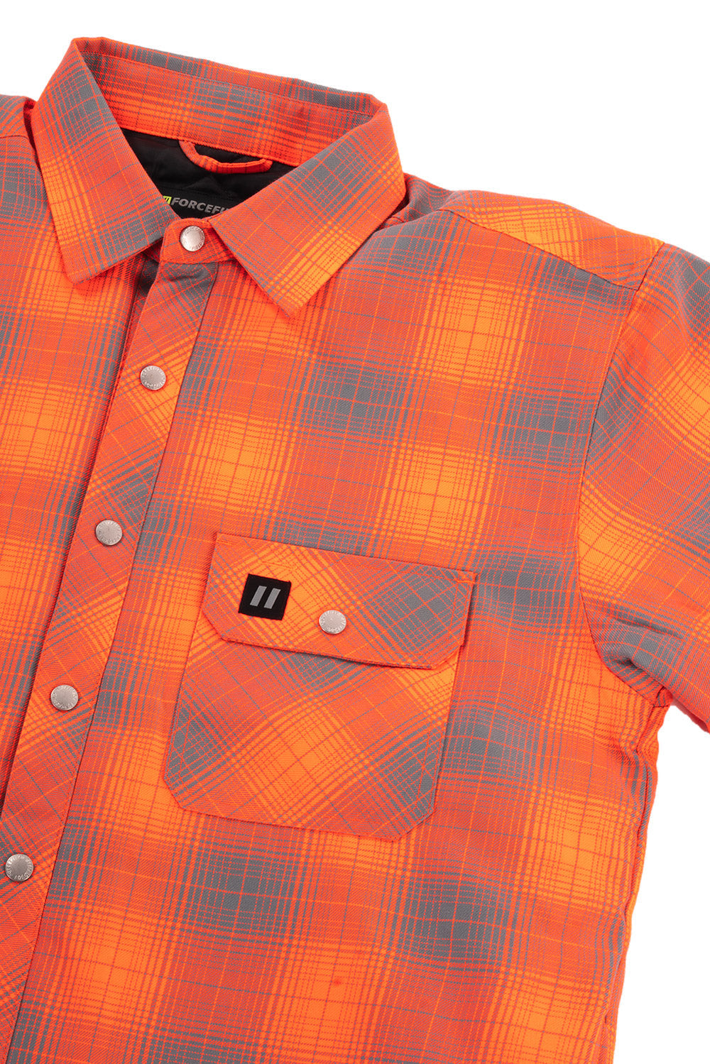 Hi Vis Orange Shadow Plaid Quilted Flannel Shirt Jacket