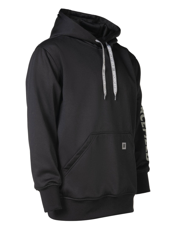 Black Pullover Forcefield Logo Sleeve Graphic Hoodie