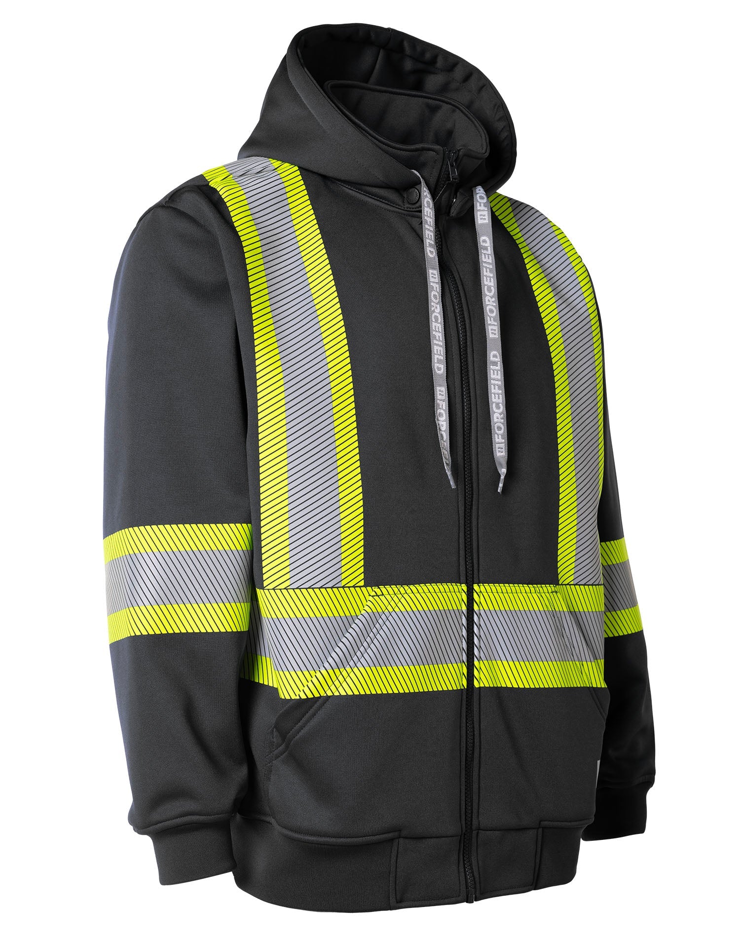 Deluxe Hi Vis Safety Hoodie with Segmented Reflective Tape and Detachable Hood