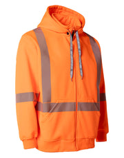 Hi Vis Safety Hoodie with Segmented Reflective Tape and Detachable Hood