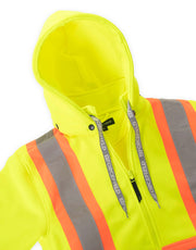 Women's Hi Vis Lime Safety Hoodie with Detachable Hood