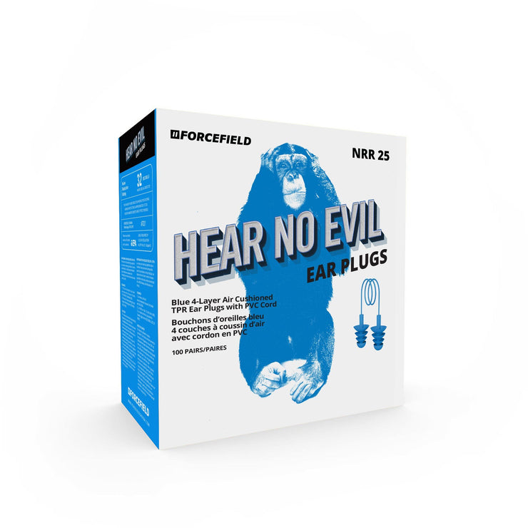 Bouchons d'oreilles détectables en métal bleu TPR "Hear No Evil", boîte de 100 paires