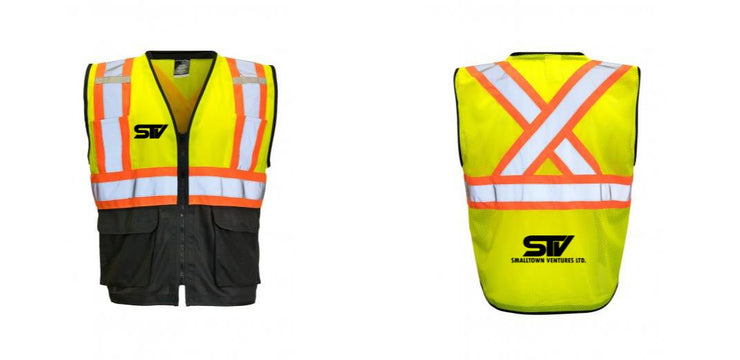 Custom Printed Hi Vis Traffic Safety Vest with Zipper Front, Tricot Polyester