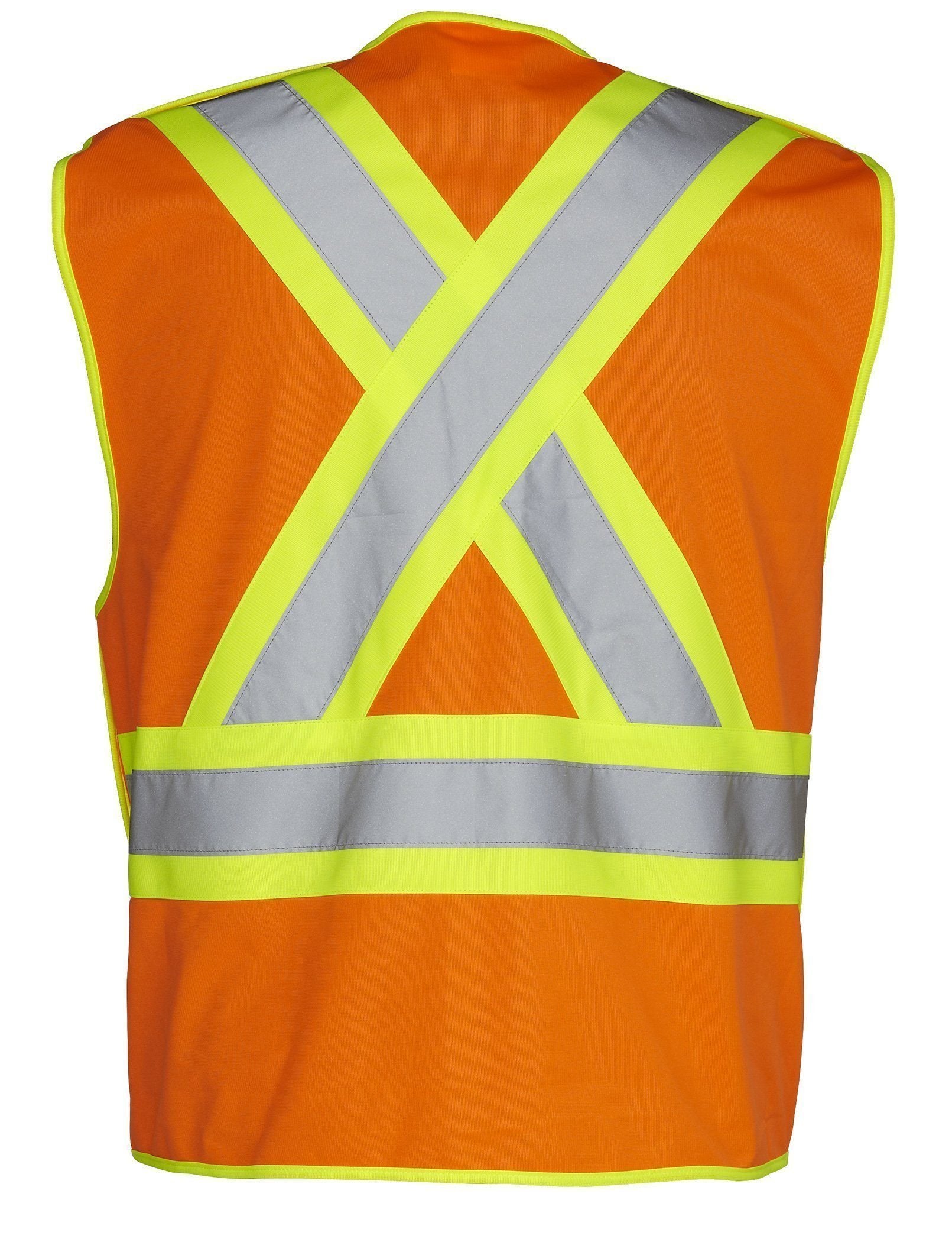 5-Point Tear-Away Hi Vis Traffic Safety Vest, Tricot Polyester, 3 Sizes - Hi Vis Safety