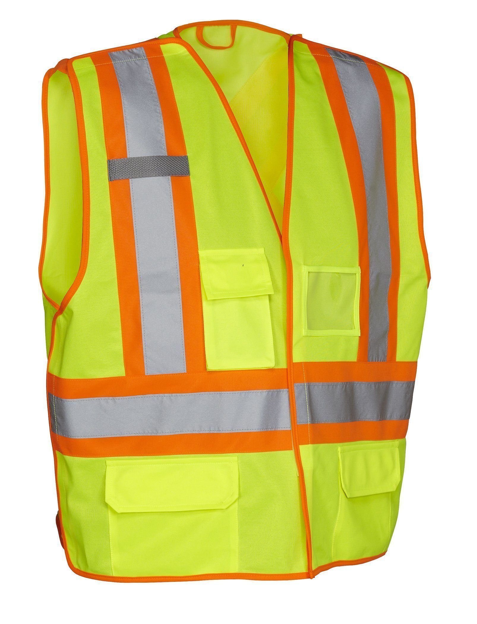 5-Point Tear-Away Hi Vis Traffic Safety Vest, Tricot Polyester, 3 Sizes - Hi Vis Safety