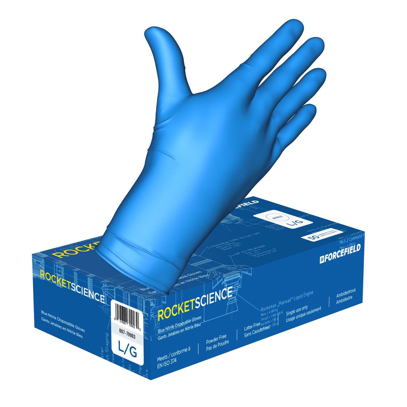 Gants Rocket Science jetables en nitrile ultra-résistants (Caisse de 500 gants)