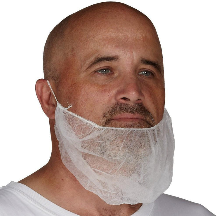 Beard Guard, White Polypropylene, 100 per bag - Hi Vis Safety