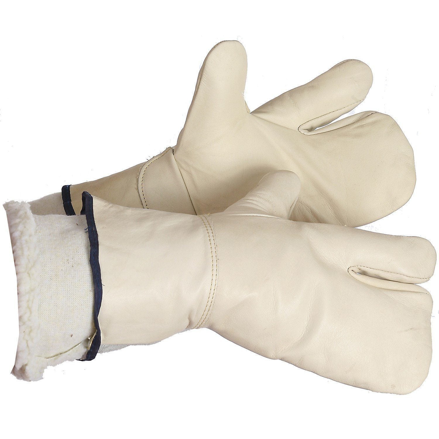 "Bonfire" 1-Finger Leather Mitt, Pile-Lined - Hi Vis Safety