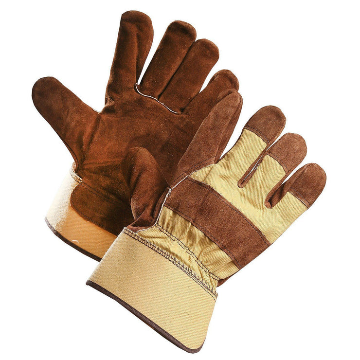 Brown Split Leather Work Glove with Removable Fleece Liner - Hi Vis Safety