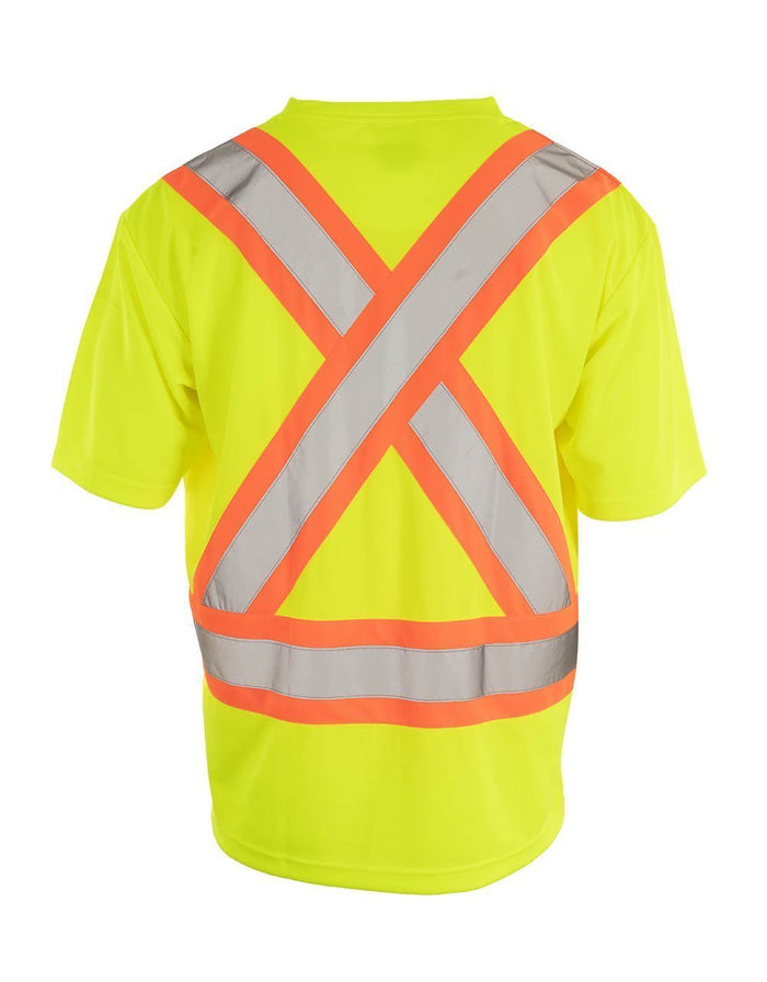 Custom Printed Hi Vis Crew Neck Short Sleeve Safety Tee Shirt with Che