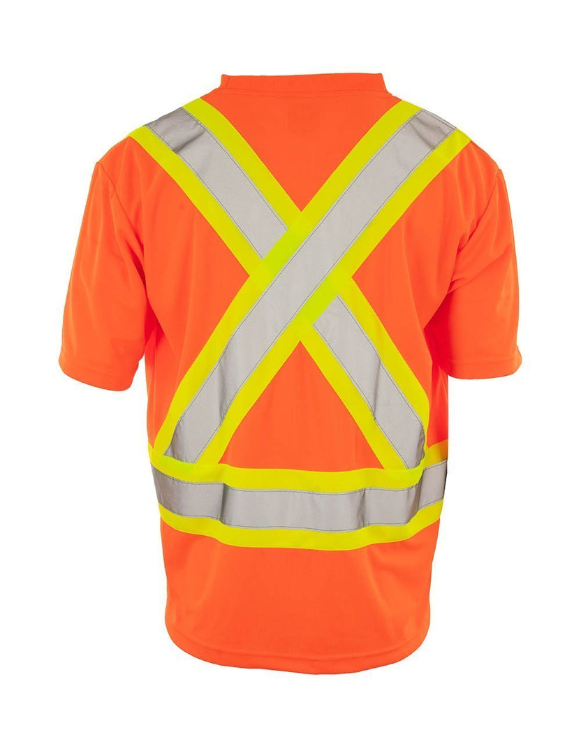Custom Printed Hi Vis Crew Neck Short Sleeve Safety Tee Shirt with Che