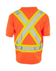 Custom Printed Hi Vis Crew Neck Short Sleeve Safety Tee Shirt with Chest Pocket - Hi Vis Safety